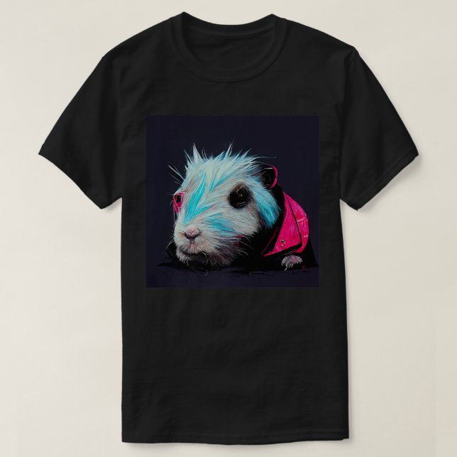 Camiseta Punk Rock Guinea Pig In A Leather Jacket Premium51 (Diseño del anverso)