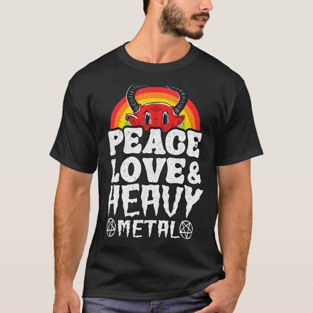 Camiseta Punk Rock Kids Metal Rainbow Satan Peace Love & He (Anverso)