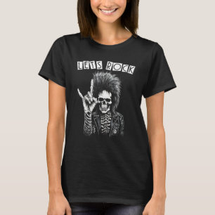 Camiseta Punk Rock N Roll Esqueleto Guitarrista Heavy Metal