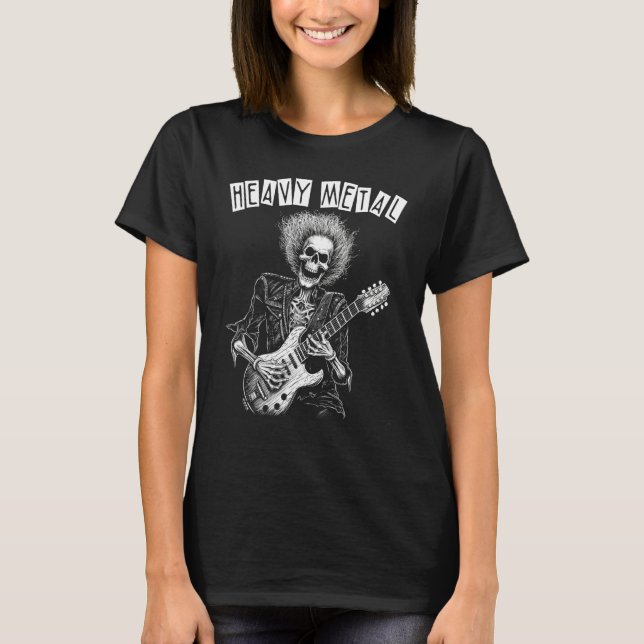 Camiseta Punk Rock N Roll Skeleton Guitarist Heavy Metal (Anverso)