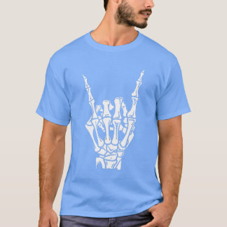 Camiseta Punk Rock Skeleton Cool Rocker Halloween Men Women