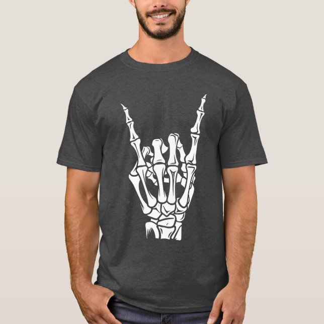 Camiseta Punk Rock Skeleton Cool Rocker Halloween Men Women (Anverso)