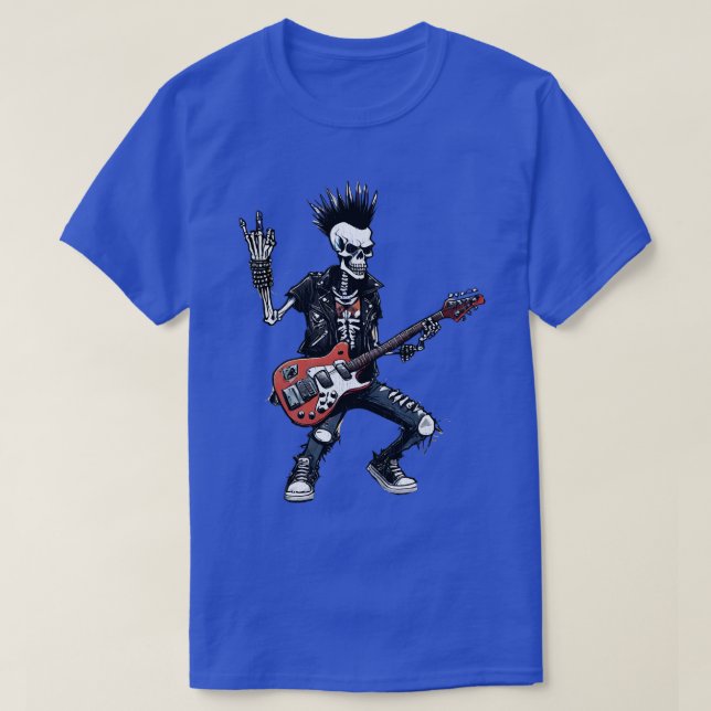 Camiseta Punk Rock Skeleton Guitar Shredder (Diseño del anverso)