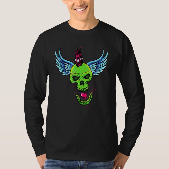 Camiseta Punk Rock Skull Pagan ateo satánico contra la igle (Anverso)