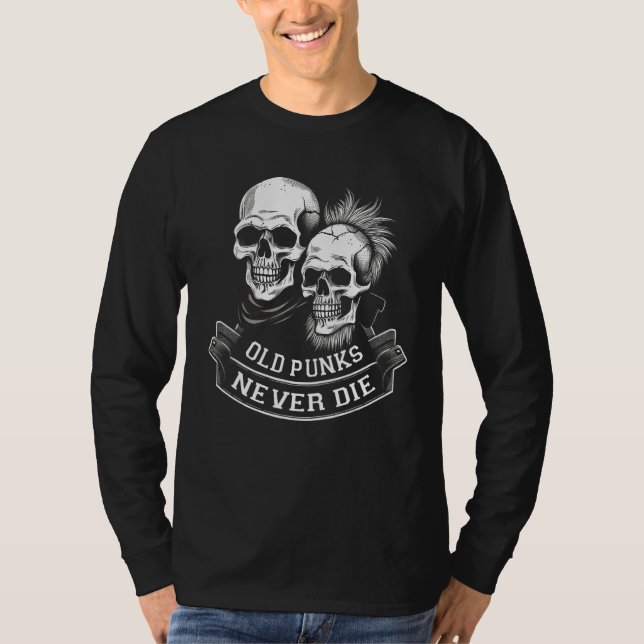 Camiseta Punk Rock Skull Skeleton Mohawk Mohican Old Punks  (Anverso)