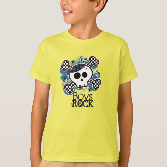 Camiseta Punk Rocker Rockero Cráneo Azul Personalizado (Anverso)