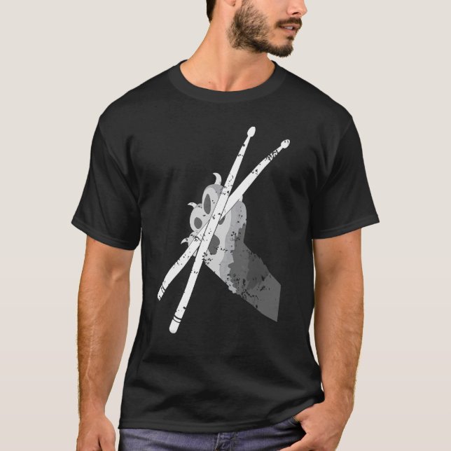 Camiseta Punk Rockstar Kitten Kitty Cat Drummer Playing (Anverso)