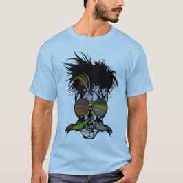 Camiseta punk_tete_de_mort_crane_lunette_de_soleil_moustach