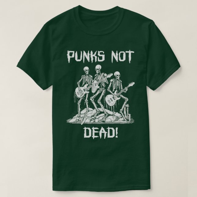Camiseta Punks de esqueleto de rock de punk no muertos (Diseño del anverso)