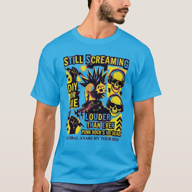 Camiseta Punk's Not Dead – Gritando Rock Punk DIY  (Anverso)