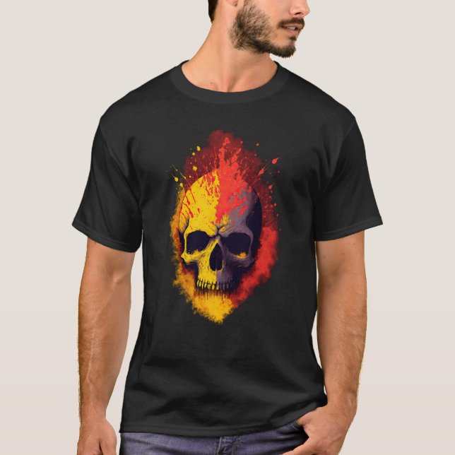 Camiseta Punks Not Dead Skull Spanish Flag Colour Edition (Anverso)