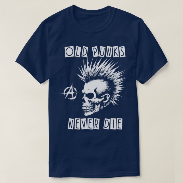 Camiseta Punks viejos de rock punk nunca mueren 3 (Diseño del anverso)