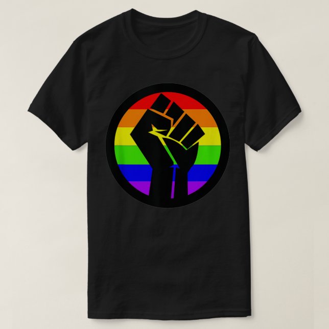Camiseta Puño arcoiris del orgullo gay  (Diseño del anverso)