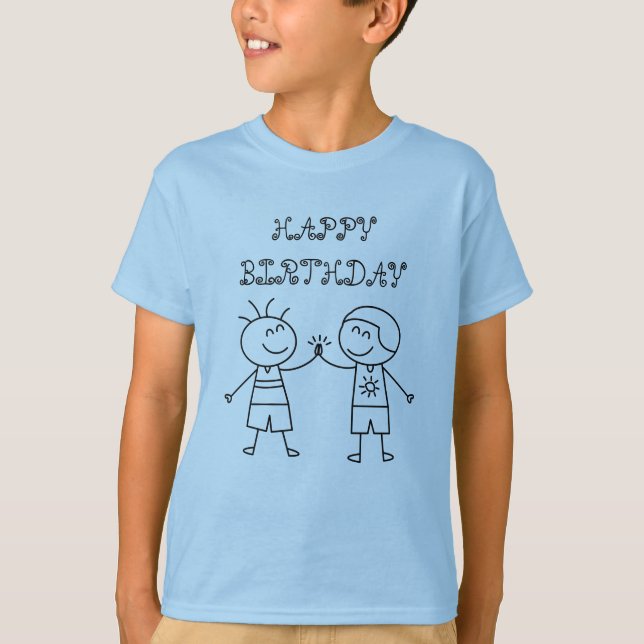 CAMISETA PUÑO ARRIBA FELIZ CUMPLEAÑOS AZUL (Anverso)