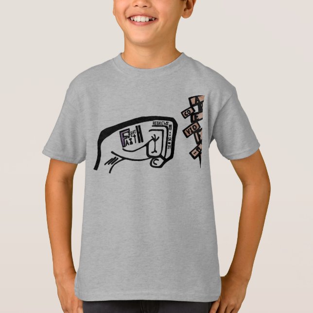 Camiseta Puño de fe Dibujo negrita en blanco y negro (Anverso)