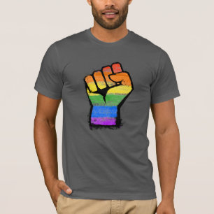 Camiseta Puño de Orgullo de la Bandera del Arcoíris Tradici