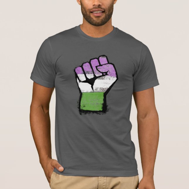 Camiseta Puño de orgullo queer / genderqueer (Anverso)