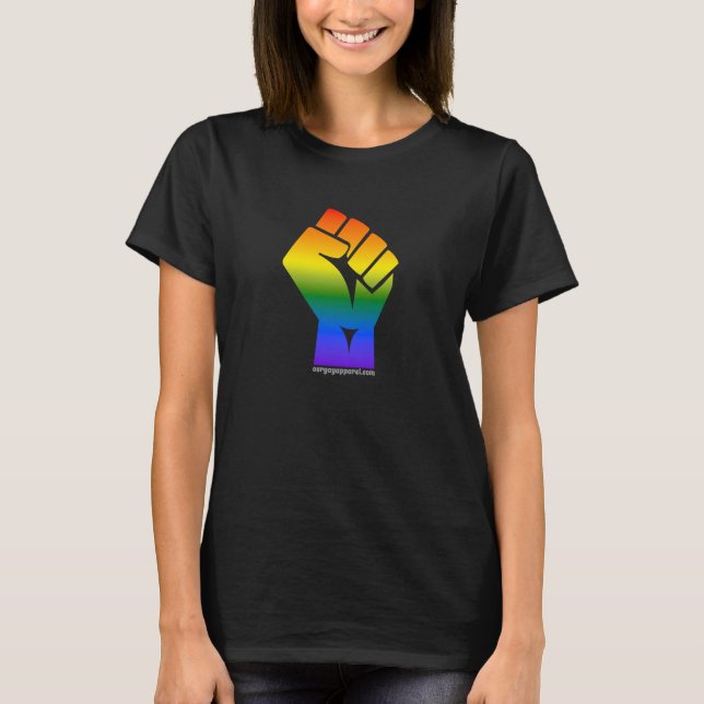 Camiseta Puño de poder arcoiris LGBTQ+ (Anverso)