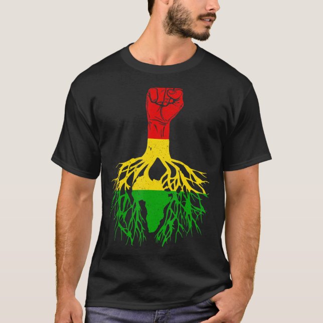 Camiseta Puño de Poder Reina Melanina Raíces de África Rey  (Anverso)