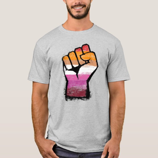Camiseta Puño de protesta lésbica (Anverso)