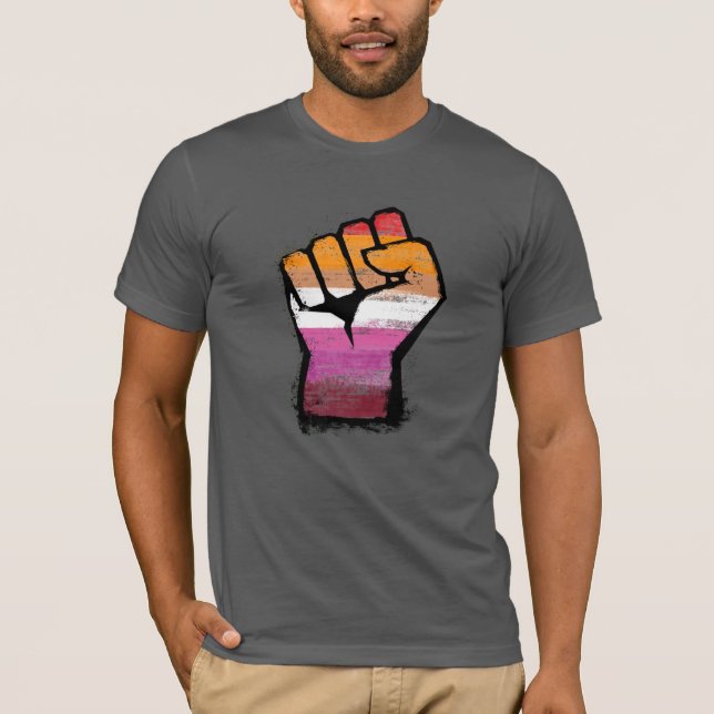 Camiseta Puño del Orgullo Lesbiano (Anverso)