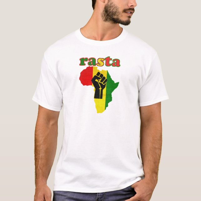 Camiseta Puño del poder negro de Rasta sobre África (Anverso)