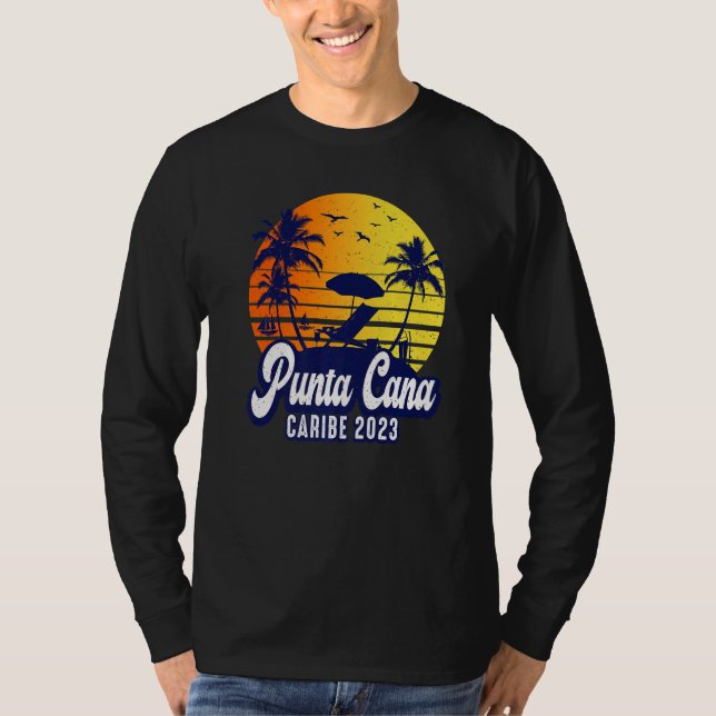 Camiseta Punta Cana 2023 Dominican Sunset Beach Retro Premi (Anverso)