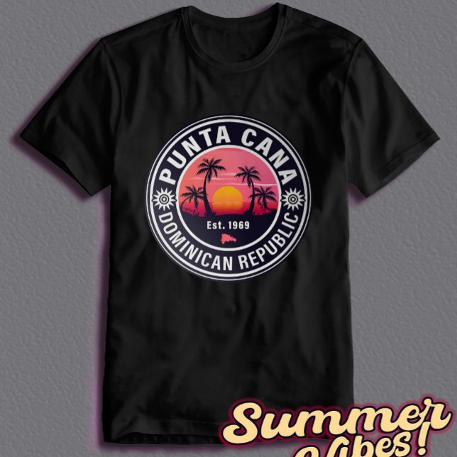 Camiseta Punta Cana Dominica Retro Sunset Souvenirs de los  (Punta Cana Retro Sunset)
