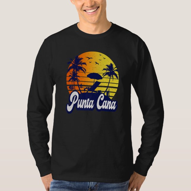 Camiseta Punta Cana Dominican Sunset Beach Retro Premium (Anverso)