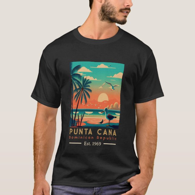 Camiseta Punta Cana DR Retro Sunset Souvenirs de los años 6 (Anverso)