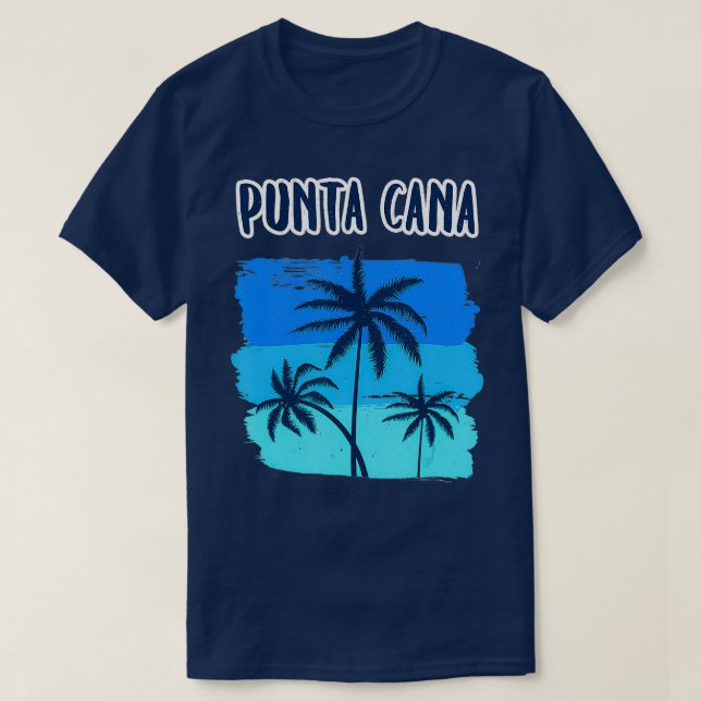 Camiseta Punta Cana Retro Vacation Souvenir Palm Trees Trop (Diseño del anverso)