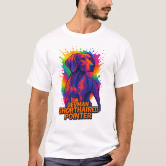 Camiseta Puntero Alemán de Pelo Corto Pop Art – Neon Colori