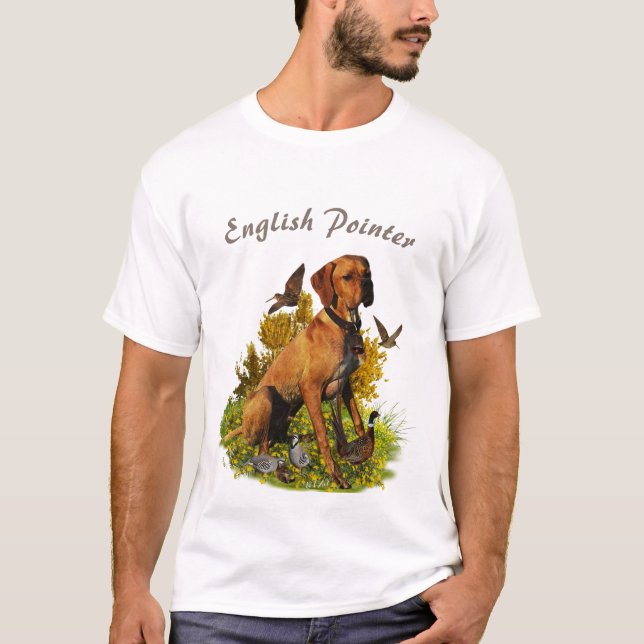 Camiseta Puntero inglés, caza de aves (Anverso)