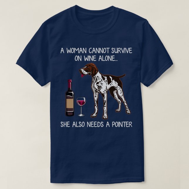Camiseta Puntero y vino Perro gracioso (Diseño del anverso)