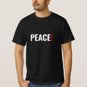 Camiseta Punto de exclamación por la paz blanco negro rojo