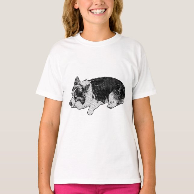 Camiseta punto de invierno tranquilo, corgi (Anverso)