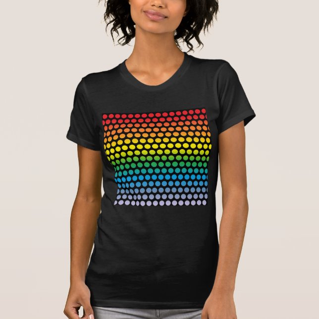 Camiseta Punto de polka del arco iris negro (Anverso)