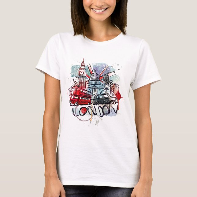 Camiseta punto de referencia de big ben bus london (Anverso)