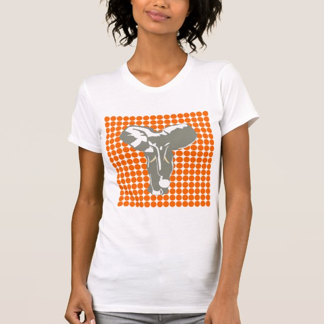 Camiseta Punto de Safari Tangerino con Elefante de Arte Pop (Anverso)