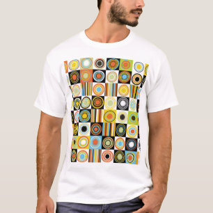 Camiseta Puntos coloridos, círculos, rayas de fondo.