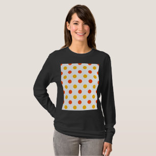 Camiseta Puntos de lunares naranjas y amarillos sobre blanc