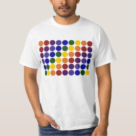 Camiseta Puntos de polka arcoiris sobre blanco