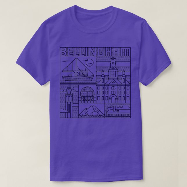 Camiseta Puntos de referencia de Bellingham Washington (Diseño del anverso)
