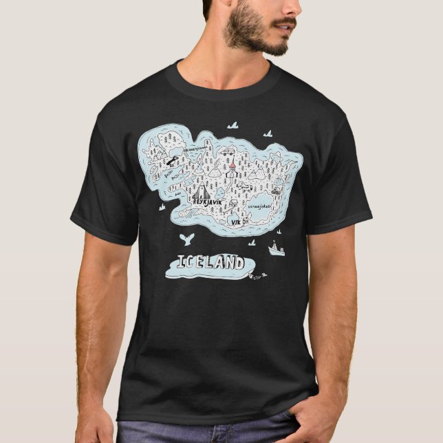 Camiseta Puntos de referencia de Islandia (Anverso)