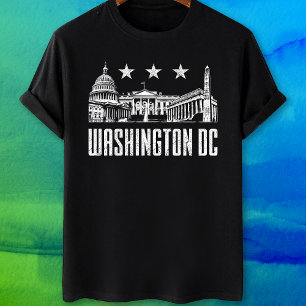 Camiseta Puntos de referencia y bandera de Washington DC
