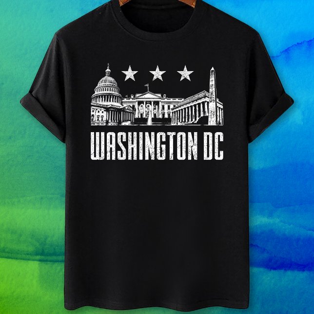 Camiseta Puntos de referencia y bandera de Washington DC (Subido por el creador)