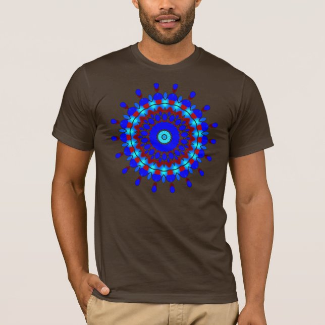 Camiseta Puntos del Kaleidoscopio Azul (azul y rojo) (Anverso)