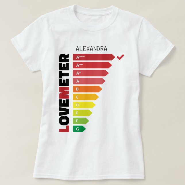 Camiseta Puntuación de amor de un nombre personalizado negr (Diseño del anverso)
