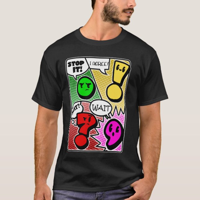 Camiseta Puntuación gramatical Esperar qué pararse estoy de (Anverso)