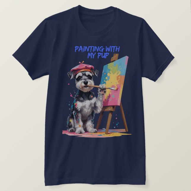 Camiseta Pup creativo – El Miniature Schnauzer artístico (Anverso del diseño)